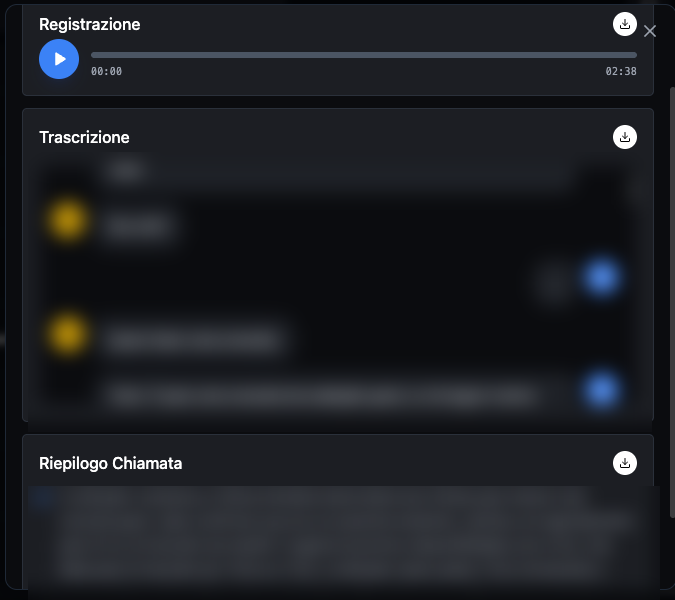 Una chiamata aperta: registrazione, trascrizione e riepilogo IA