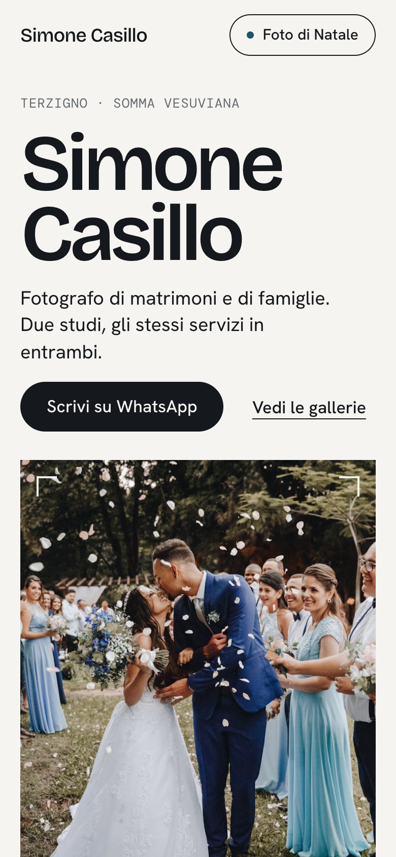 The studio's website home page on a phone