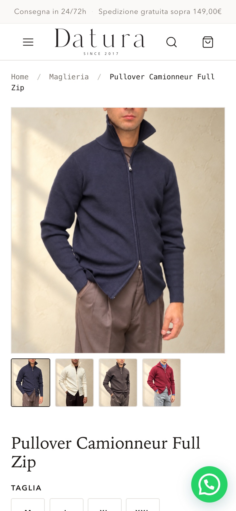 La nuova scheda prodotto sul telefono: Pullover Camionneur Full Zip